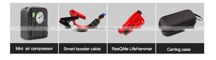 High Quality CE FCC ROHS OEM mini emergency portable jump starter with smart booster cable
