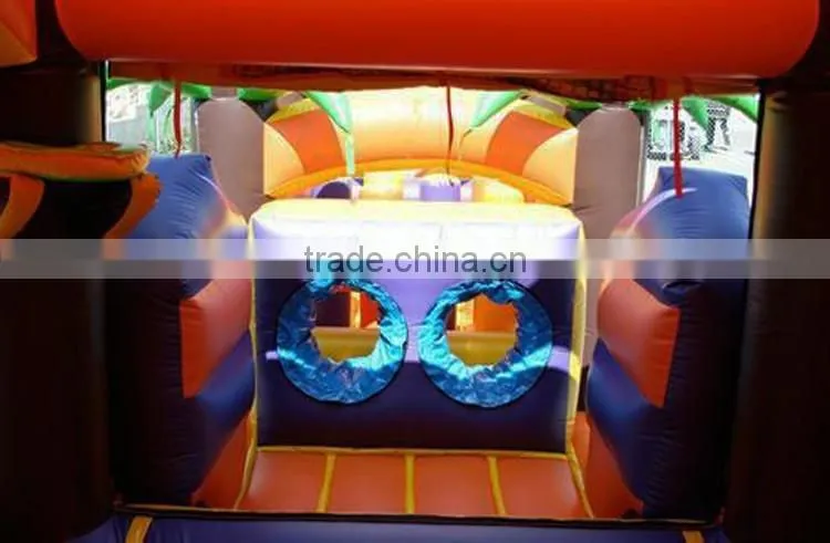jungle inflatable bouncy house double-lane slide combo obstacle course racing game