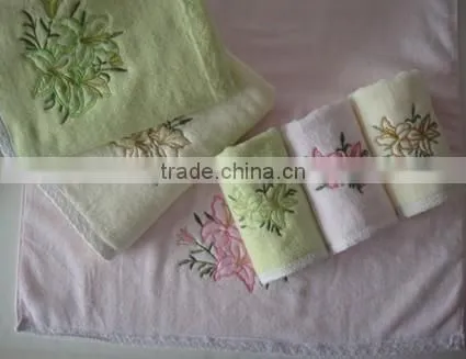 100% cotton luxury decorative border cotton bath towel