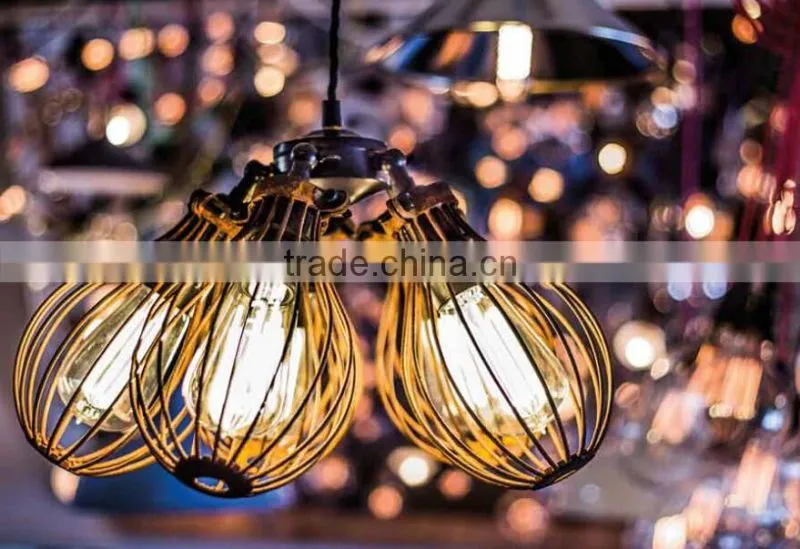 Vintage Loft Warehouse Rust Cage Chandelier 5 Edison Lights
