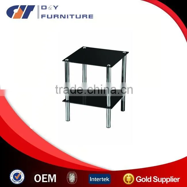 Black or Clear Glass 2 Tier Side End Table Chrome Finish