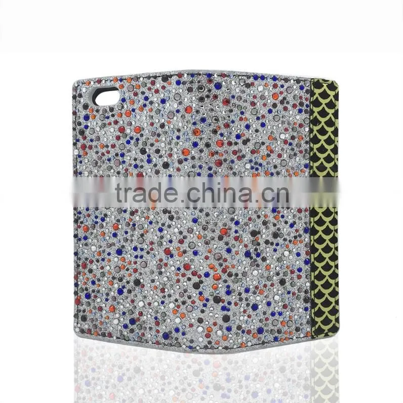 PU Leather Case With Rhinestone Customized Flip Case For Samsung Galaxy S6 Edge