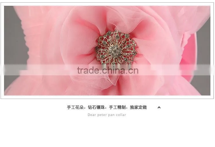 Wholesale high quality girls lace applique princess frocks pink chiffon maxi dresses TR-WS36