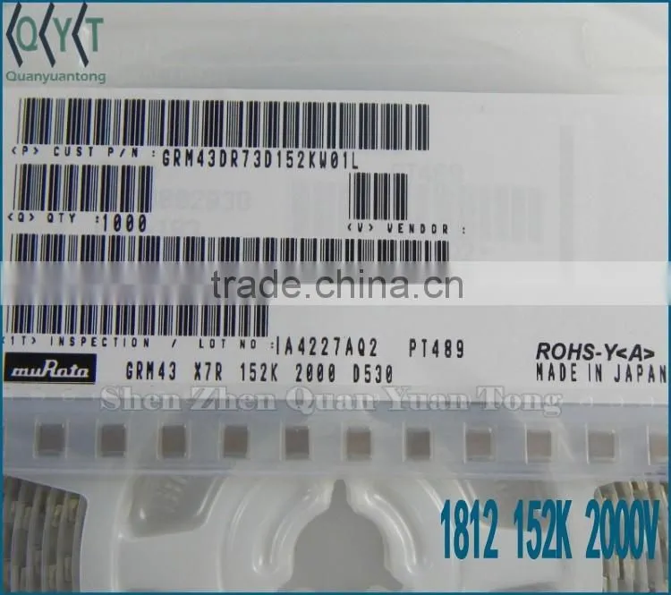 Capacitors GRM43DR73D152KW01L 2000V 1500PF 1812 NEW