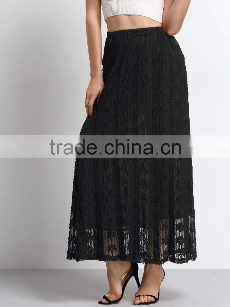 lace flare latest long skirt design for ladies