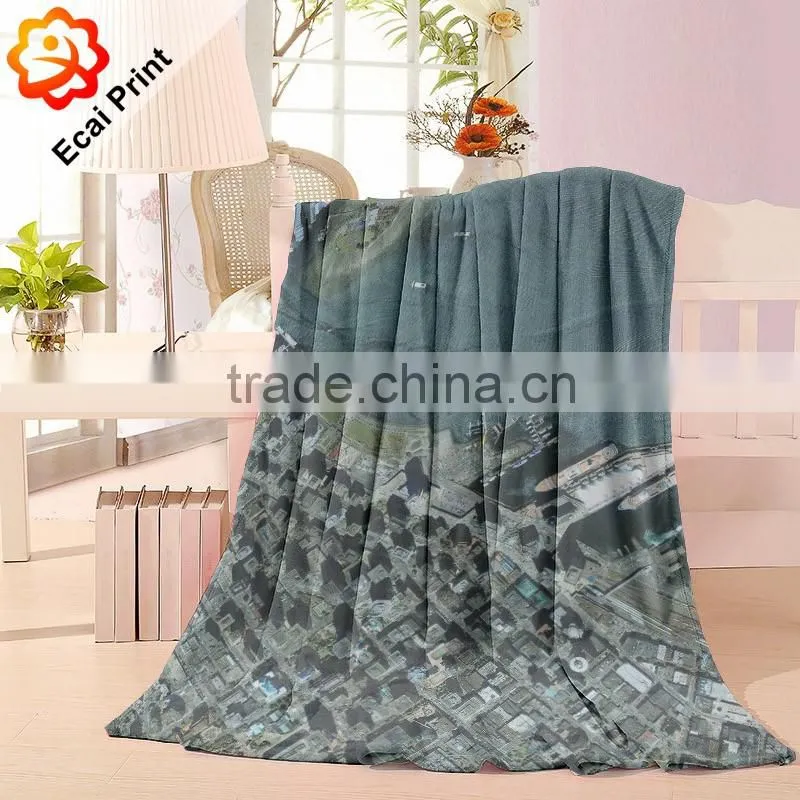 Home fashion custom made heat transfer printed throw blanket