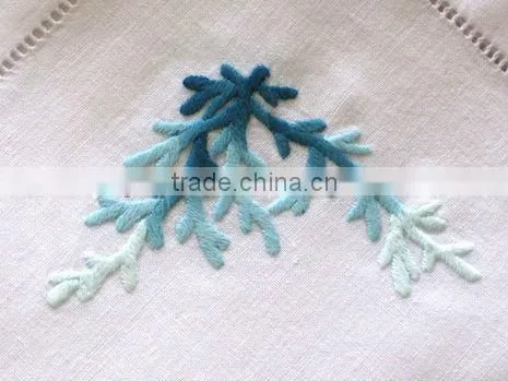 Hand hemstitched napkin, embroidered napkin, embroidery napkin, white cotton napkin, 100% cotton napkin