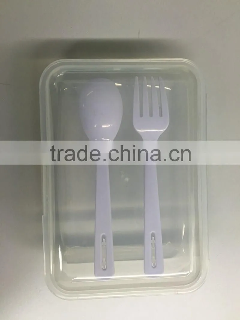 PP lunch box with spoon and fork