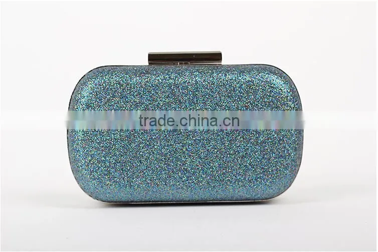 2016 summer new style pu leather and sequin box clutch bag lady shoulder bag/wedding evening bag