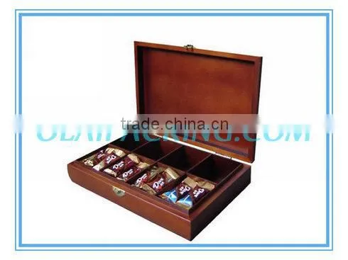 New product wooden coffee tea sugar box with compartments