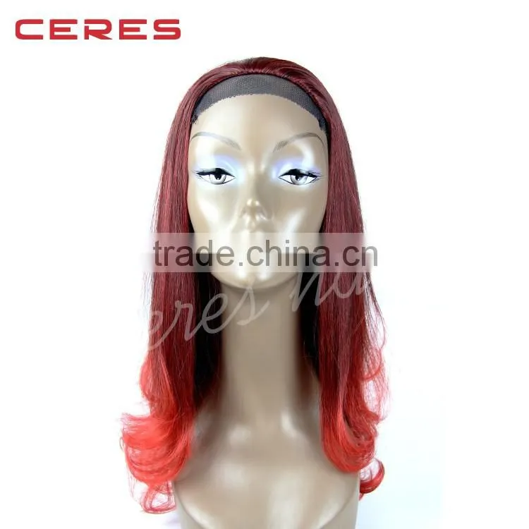 Japan fiber wig hot red wig with long length natural wig curly