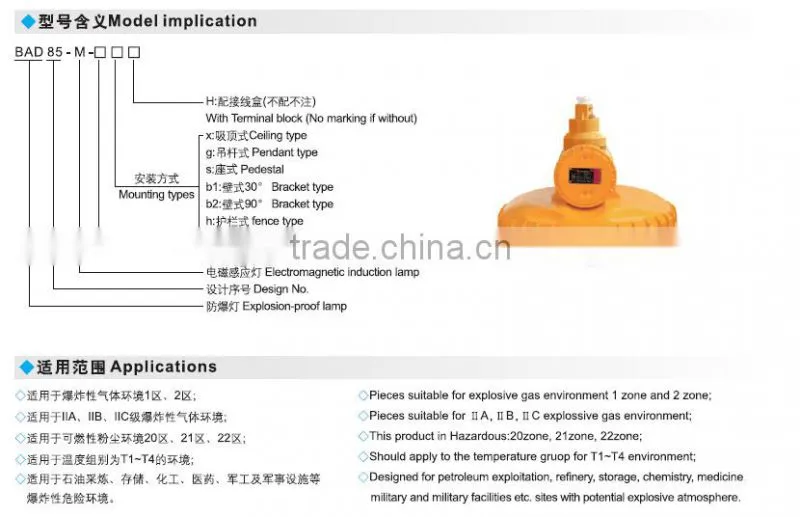 BAD85 explosion proof flat desk lamp 220V 30W-120W