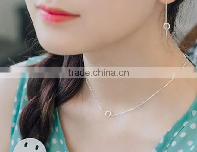 925 Sterling Silver Circle Charm Long Dangle Thread Line Threader Earrings