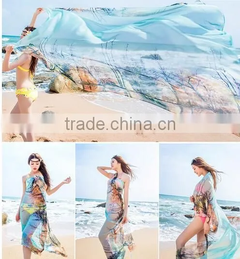 Sexy Women Lady Chiffon Scarves Bikini Swimwear Sun Dress Beach Scarf Veil Wrap