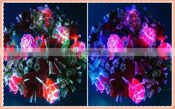 Fiber Optic Silk Flowers / Artificial Flowers with LED Lights / Rose