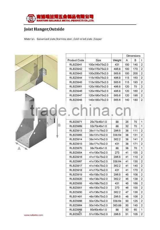 Joist Hanger wood metal connector timber connector
