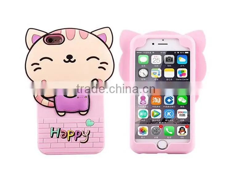 2016 high quality cute cartoon silicone cell phone case for iphone 6 6s