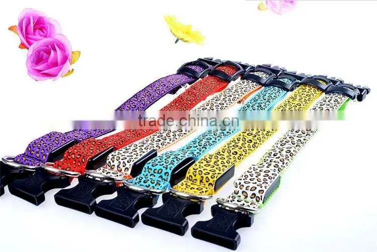 LED Collar Leopard Print Design Puppy Necklace Luminous Pet Decors Productos Para Mascotas dog harness Led