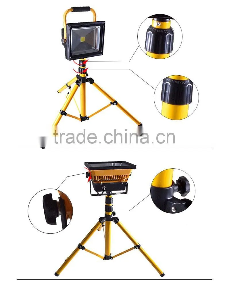 portable led 12v rechargeable led work light fixture with stand, led flood lights 20w