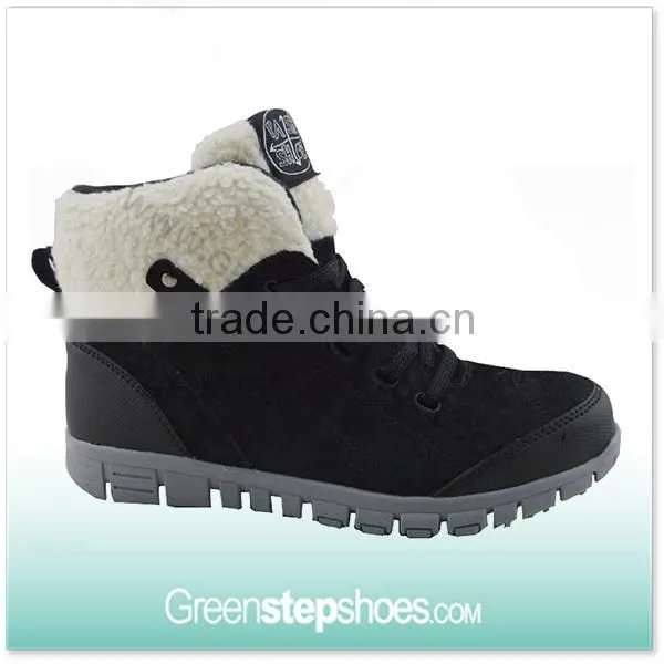 New Gray Cow Suede Leather Shearling Lace Up Ankle Boots
