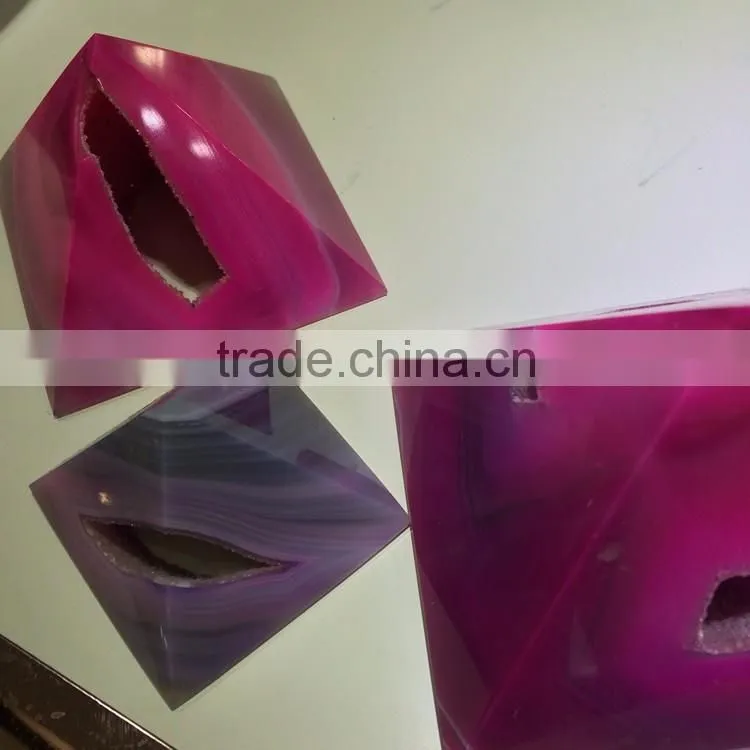 New Natural Rock Agate Crystal Geodes Pyramid For Home Decor