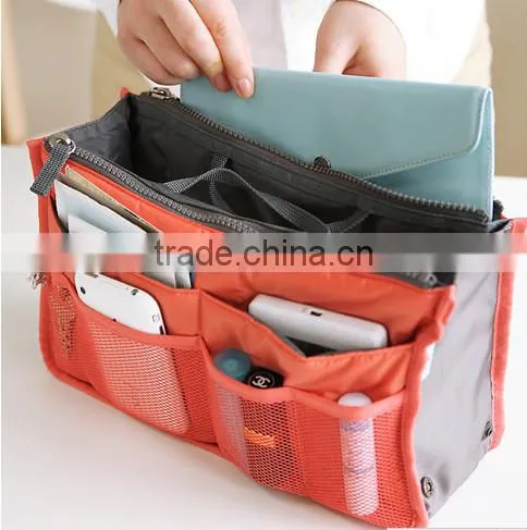 Double Zipper Multifunctional Toiletry Fashion Nylon Cosmetic Travel Bag