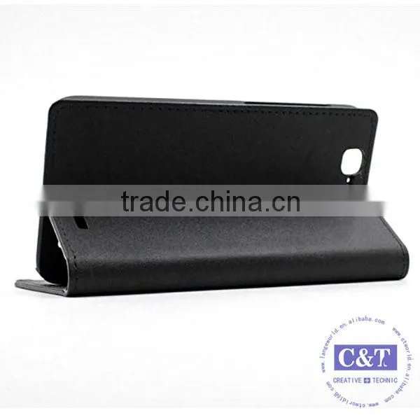 C&T Genuine credit card holder stand pu wallet leather case for huawei ascend g7