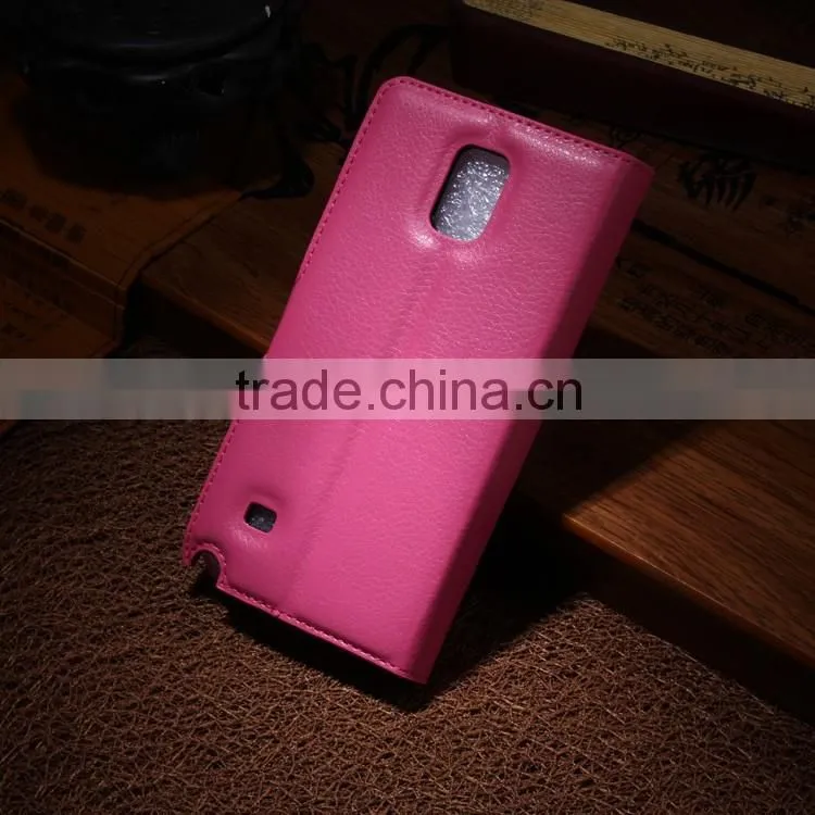 Wholesale Folio Stand Case PU Leather Flip Cover with Wallet for Samsung GALAXY Note4