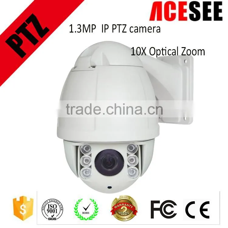 Cost effective TI DM365 1.3mp cmos 10x optical zoom auto tracking ptz ip camera