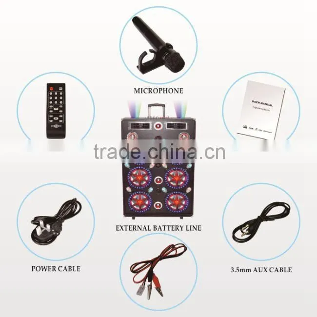 2014 new bluetooth portable speakers with wireless MIC ,USB,TF card,fm radio, portable speakers with wireless MIC L-105