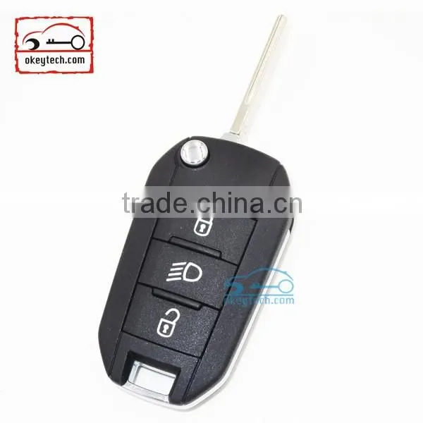 Okeytech Peugeot 206 modified flip remote 3 button key shell Car Key for peugeot 508 romote key shell