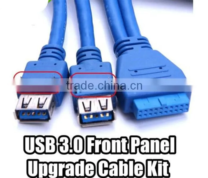 High quality 19pin or 20 pin hearder to usb 2.0 &usb 3.0 female panel mounted cable with audio port