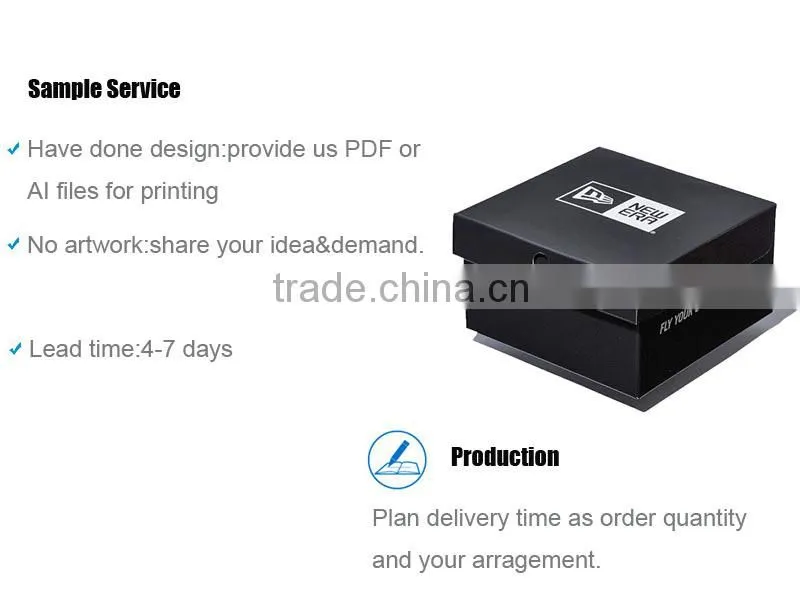Square Folding Hat Shipping Box Black With Logo Print Custom