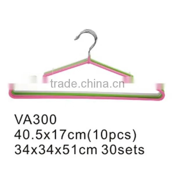 VA302 antique metal plastic coated hanger dry cleaner laundry clothes wire hanger