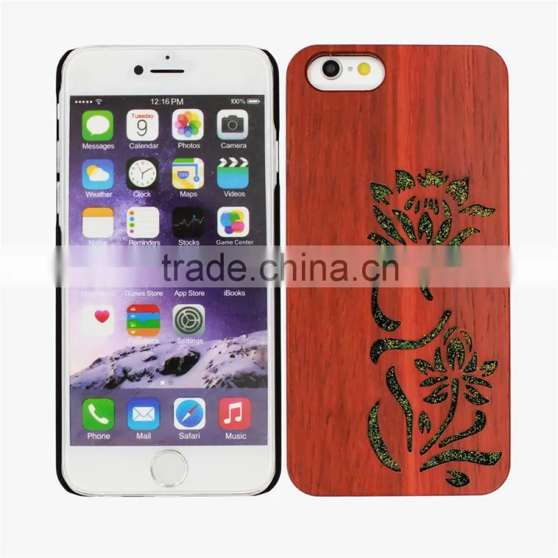 Chinese Style Engrave Flower Pattern Real Wood Phone Case For Iphone 5 Case.