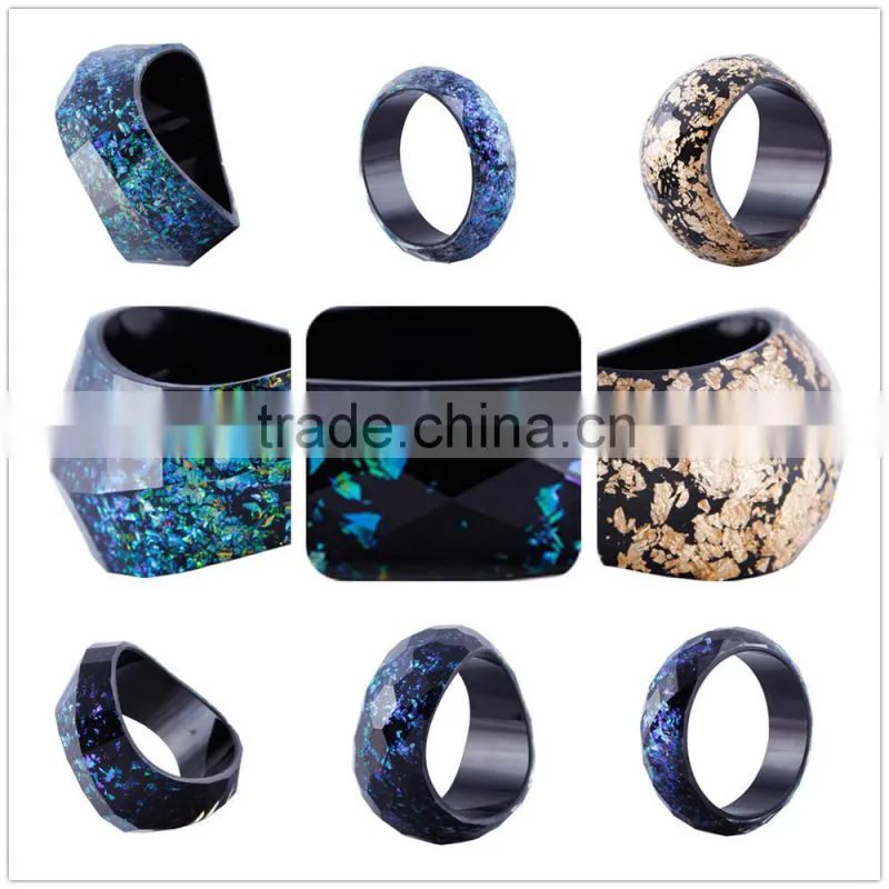 ZHIYA 2016 Series Fashion Clear Resin Bangle cloud effect with Real Dried Yellow chrysanthemum Flowers Gold foil