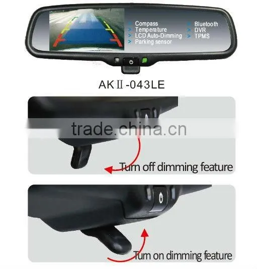 Bluetooth calling Car Rearview Mirror with reverse display monitor