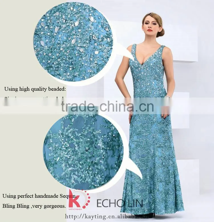 Sexy sleeveless deep v-neck sequins plus size rockabilly dress