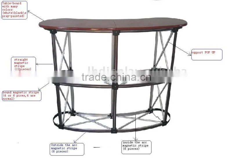 square pole portable aluminium promotion table