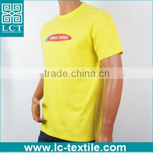 custom print short sleeve 100% plain cotton yellow brand t-shirt