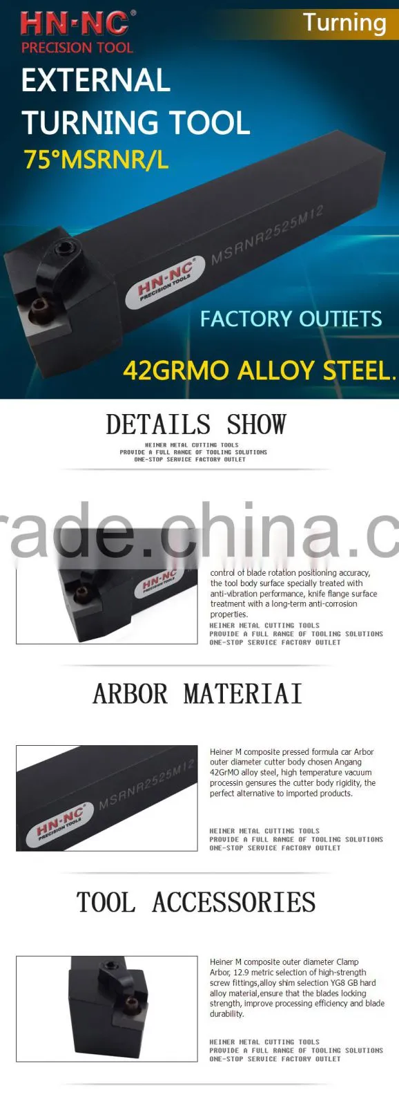 NC outer diameter car Arbor MSRNR/L2525M12/15