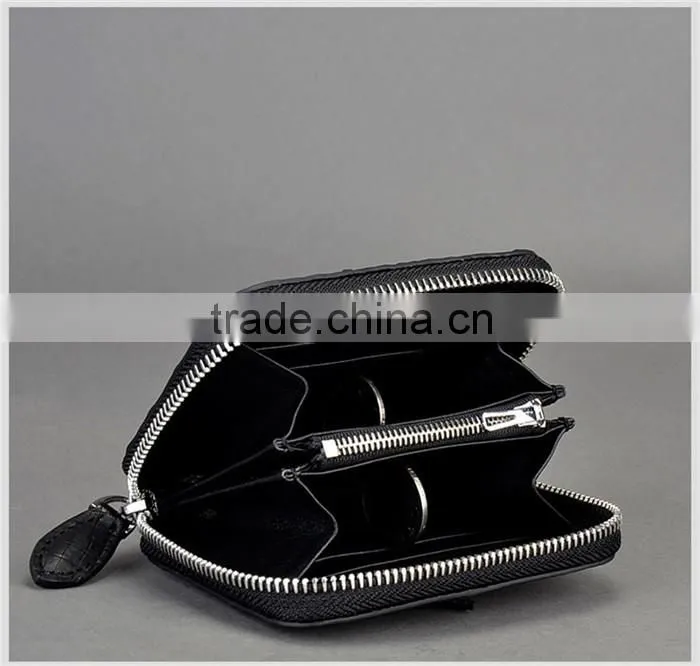 2016 Most popular mini money wallet zipper coin purse genuine crocodile leather coin wallet