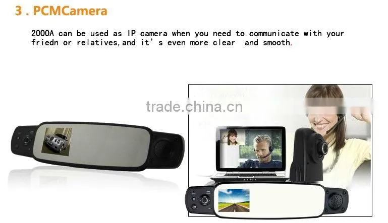 2013 New Car Mirror with G-sensor 1080P Full HD 120 Degree Wide Angle Camera the Registrar Rear View Car DVR Night Vision 2000A