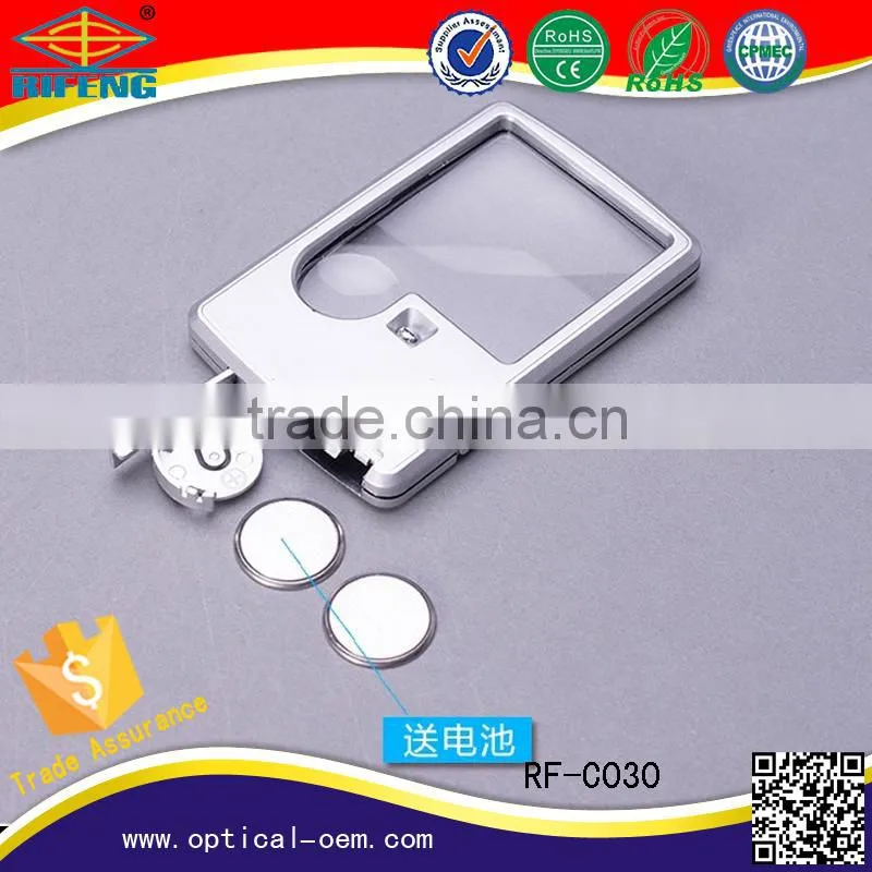 Factory direct sale cheap pocket magnifying glass with led illuminated light