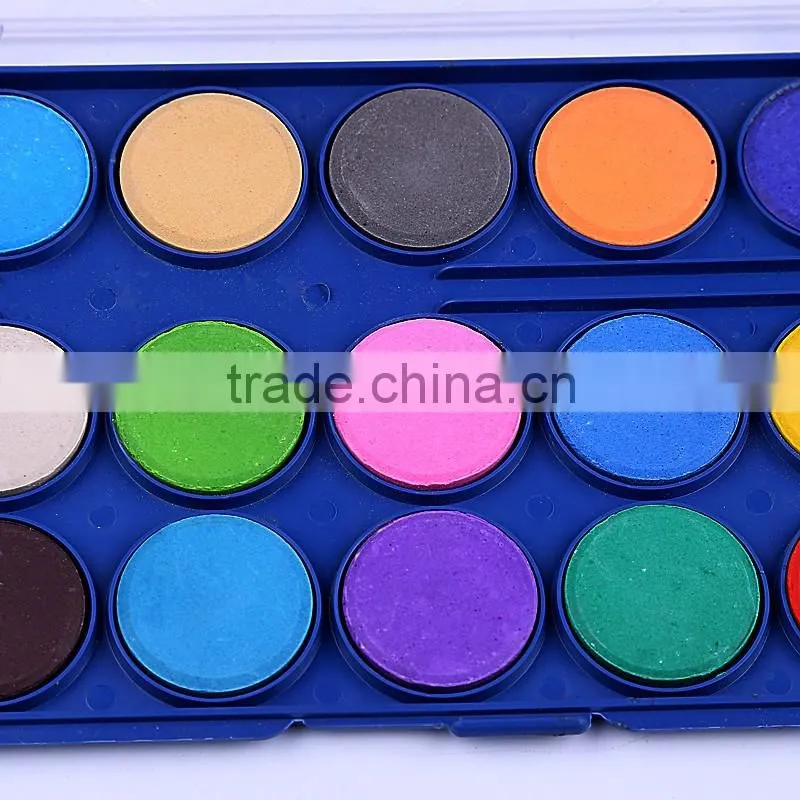 Professional 18 colors child watercolor paint cakes set bulk,tempera kids paint powder paint watercolor with one brush