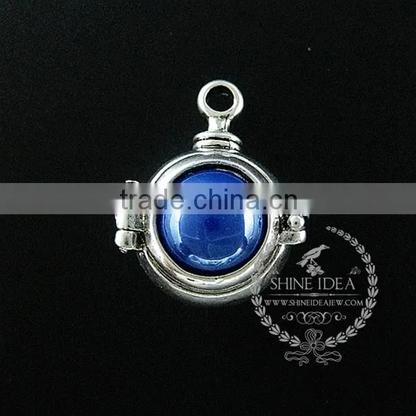 22mm round setting silver platd steam punk blue,orange,green,purple,sky blue and champage ceramic DIY pendant charm 1830068