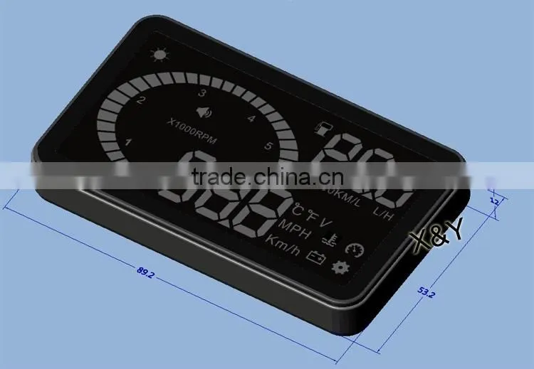 show Rpm Speed Overspeed Warning hud head up display, head up display speed display XY-HUD206