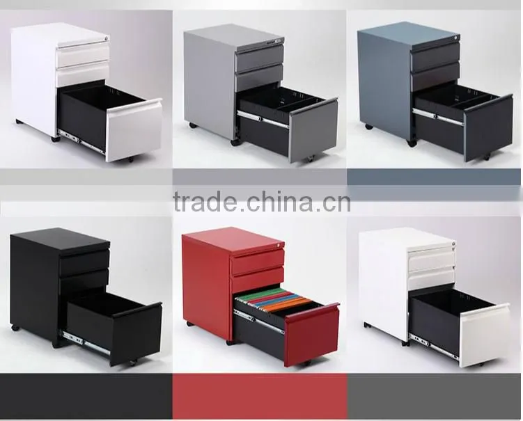 2016 latest mobile cabinet pedestal 3-drawers office lightweight steel filing cabinets