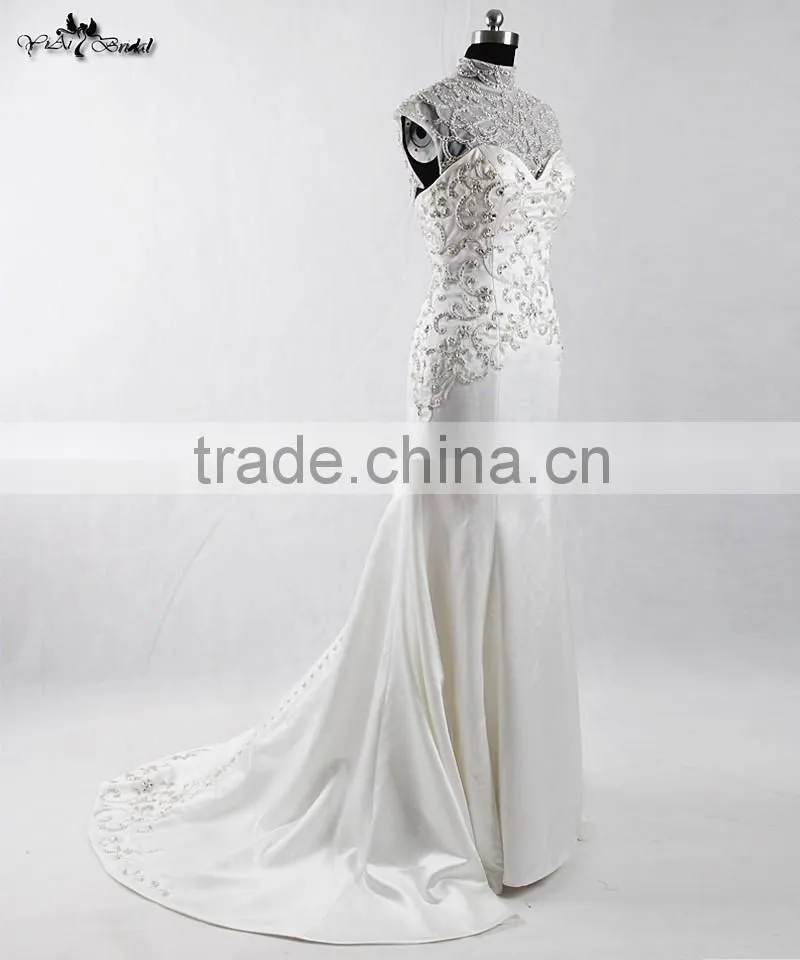 RSW907 Detachable Illustion Neckline Sexy Strapless See-Through Embroidery Designs For Mermaid Wedding Dress