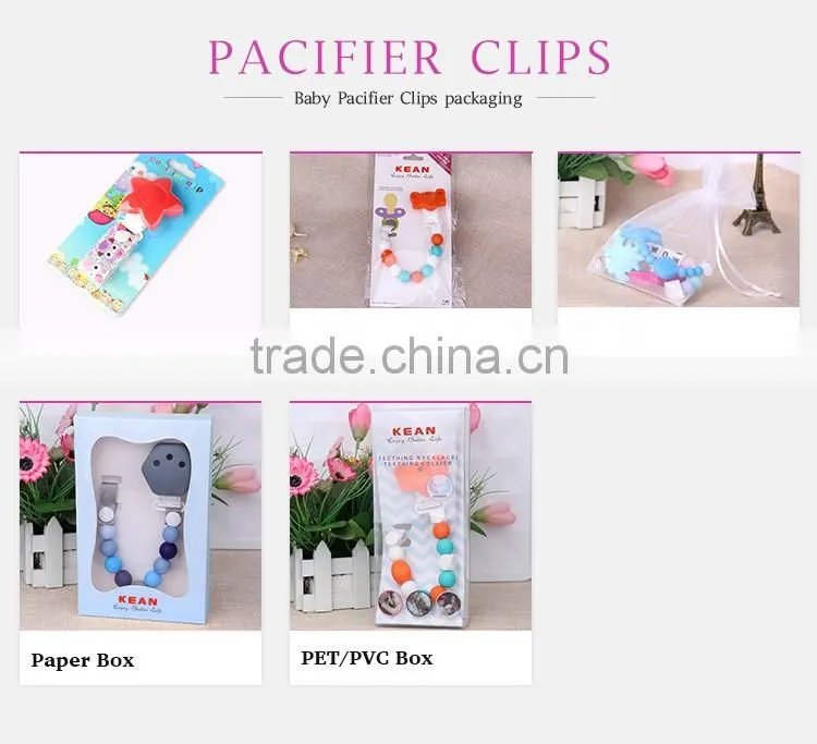 Bulk sale handmade mini cute silicone baby teething pacifier chain clips